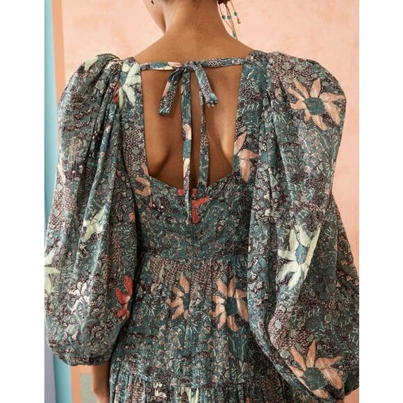 Ulla Johnson Kemala Midi Dress US 4 Malachite Floral Print Milkmaid Celebrity - Picture 4 of 16